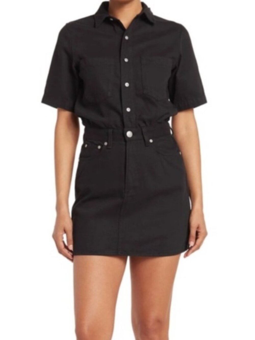 Rag & Bone Womens Sz XXS Black Short Sleeve Utility Shirt Dress
